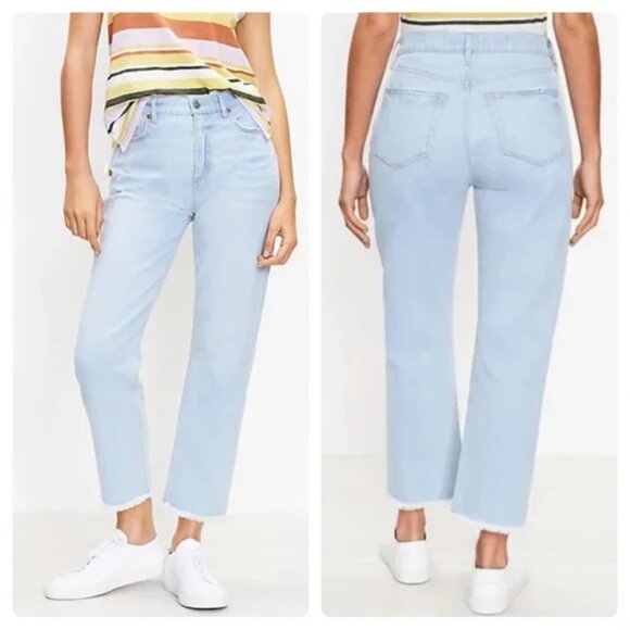 LOFT Denim - Loft Curvey High Waist Straight Cropped Jeans with Raw Hem Sz 6